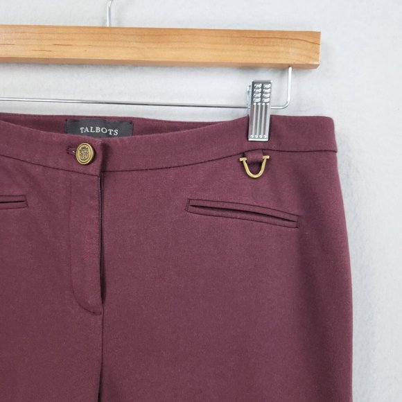 Talbots Pants Women 4 Burgundy Dalton Stretch Mid Rise Tapered Equestrian Seamed - Picture 2 of 13